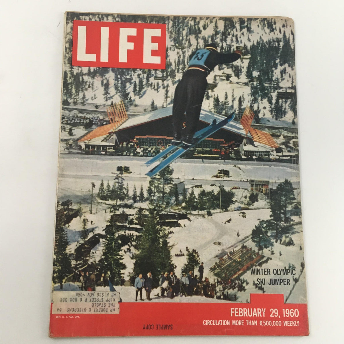 Vintage Life Magazine February 29, 1960 featuring Winter Olympic ski jumper Tamas Sudar, showcasing the excitement of winter sports during the Olympics.