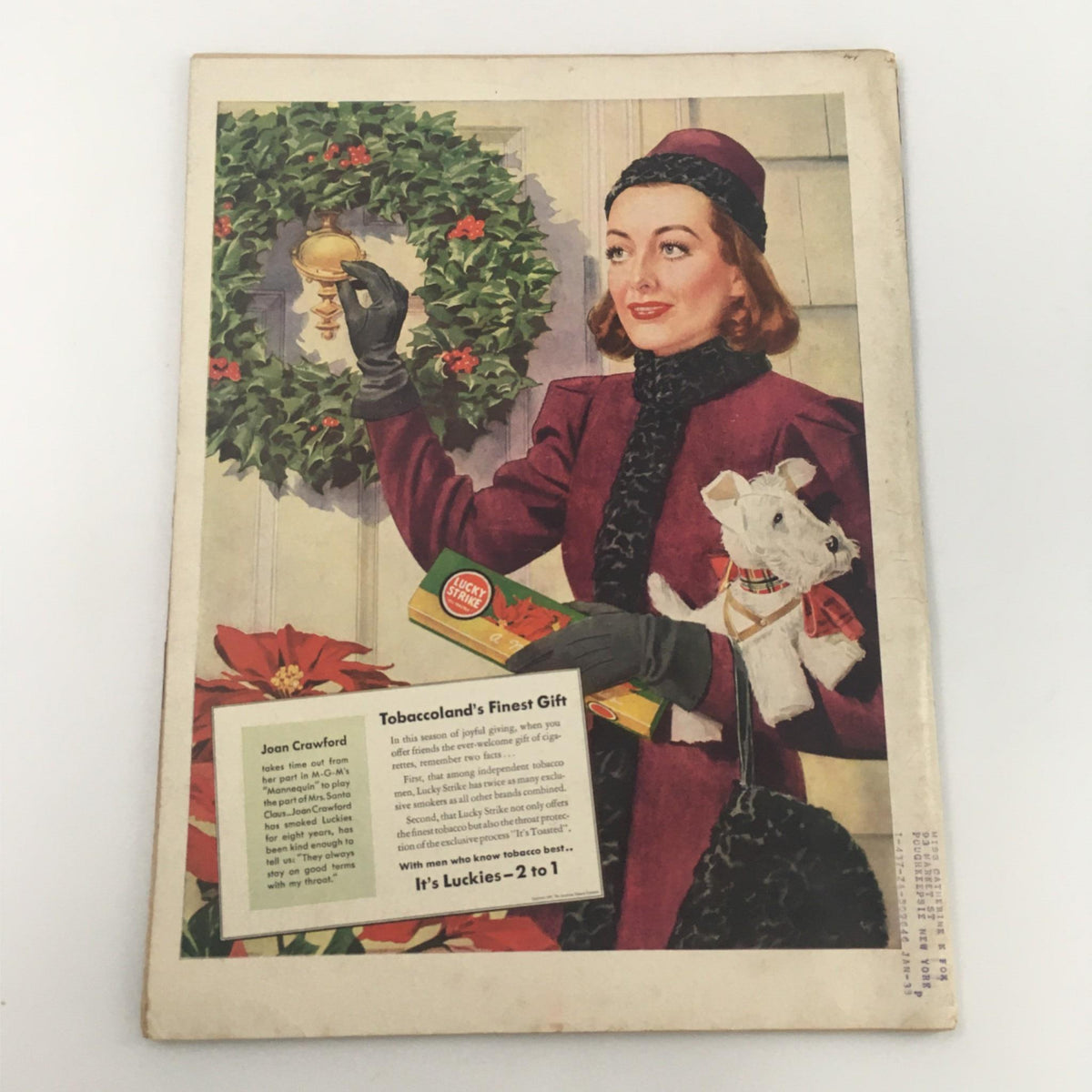 Cover of VTG Life Magazine December 13, 1937, featuring a woman in a stylish outfit holding a holiday gift next to a Christmas wreath.