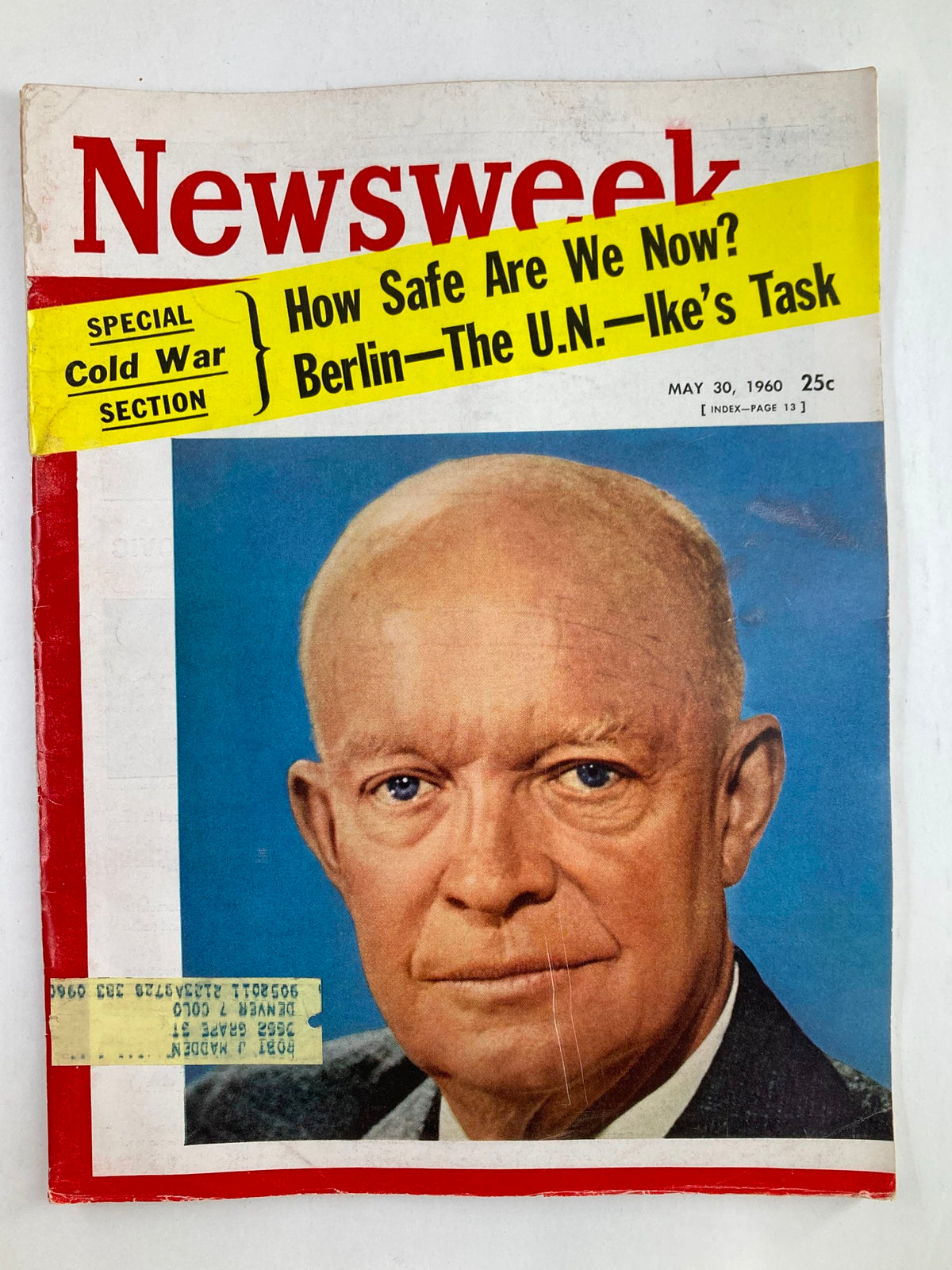 Vintage Newsweek magazine cover from May 30, 1960, featuring Dwight 'Ike' Eisenhower, highlighting Cold War themes and political insights, perfect for historical collectors.