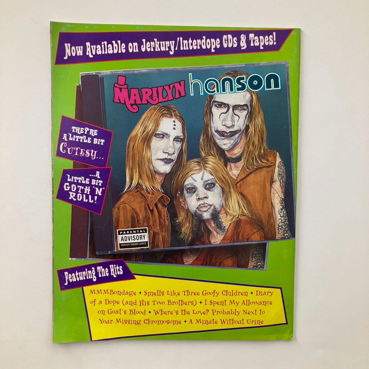 Back cover of Mad Magazine December 1997, Issue #364, featuring a humorous parody of the band Hanson with exaggerated illustrations, emphasizing the magazine's comedic style.