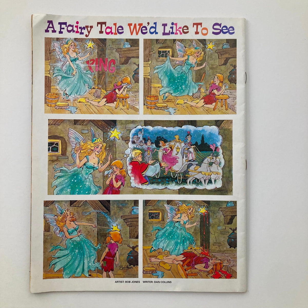 Mad Magazine June 1996, issue #346, featuring a colorful cartoon strip titled 'A Fairy Tale We’d Like To See' illustrated by Bob Jones, showcasing whimsical scenes with a fairy character and humorous storytelling.