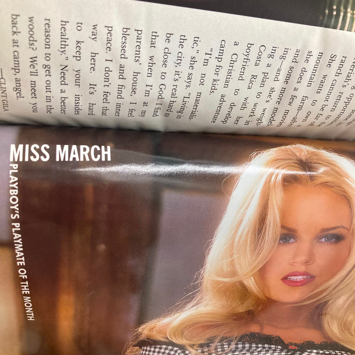 Interior page of Playboy Magazine March 1994 featuring the article about Miss March, highlighting the Playmate of the Month along with surrounding text.