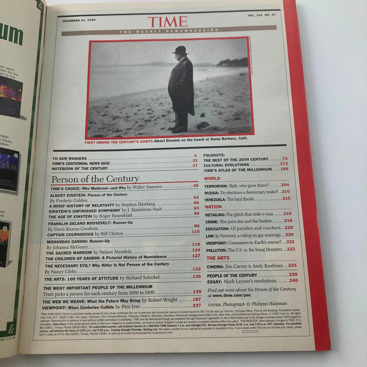 Time Magazine December 31 1999 Albert Einstein Person of the Century
