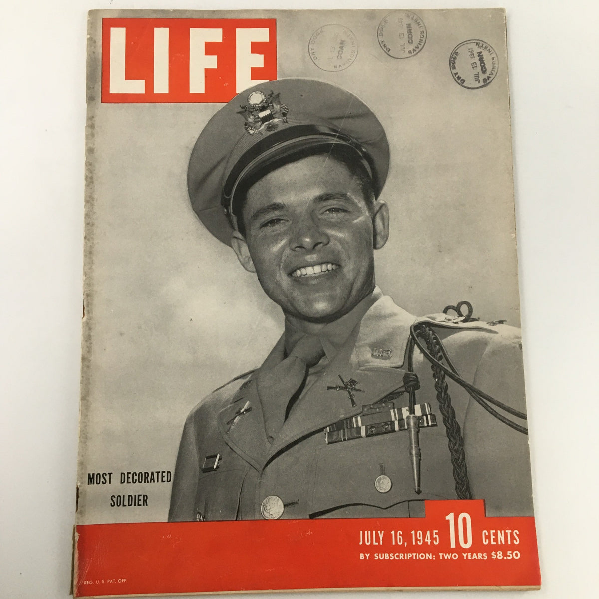 Life Magazine, July 16, 1945: Featuring Audie Murphy in a special feature, newsstand edition