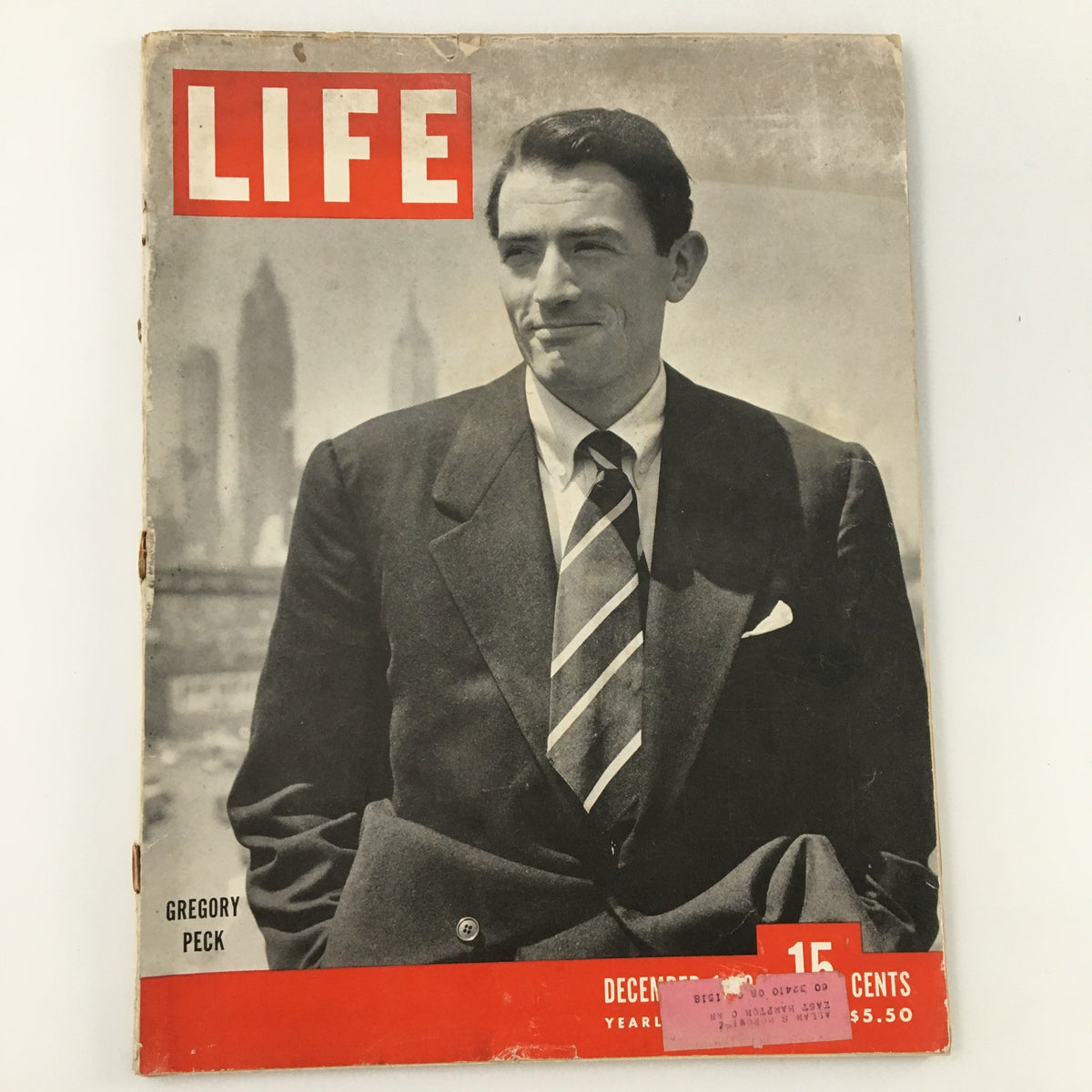 VTG Life Magazine December 1 1947 featuring actor Gregory Peck on the cover, showcasing vintage Hollywood charm with a classic black and white photograph.