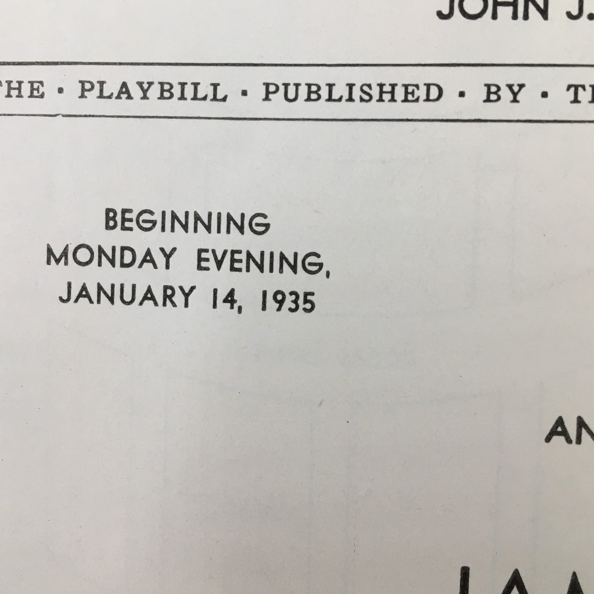 1935 Playbill for Forrest Theatre, featuring performance details for 'Tobacco Road', beginning January 14, 1935