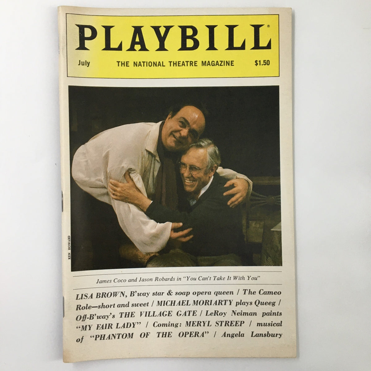 1983 Playbill The National Theatre Magazine featuring James Coco and Jason Robards, highlighting their performance in 'You Can't Take It With You', with a vintage cover design.