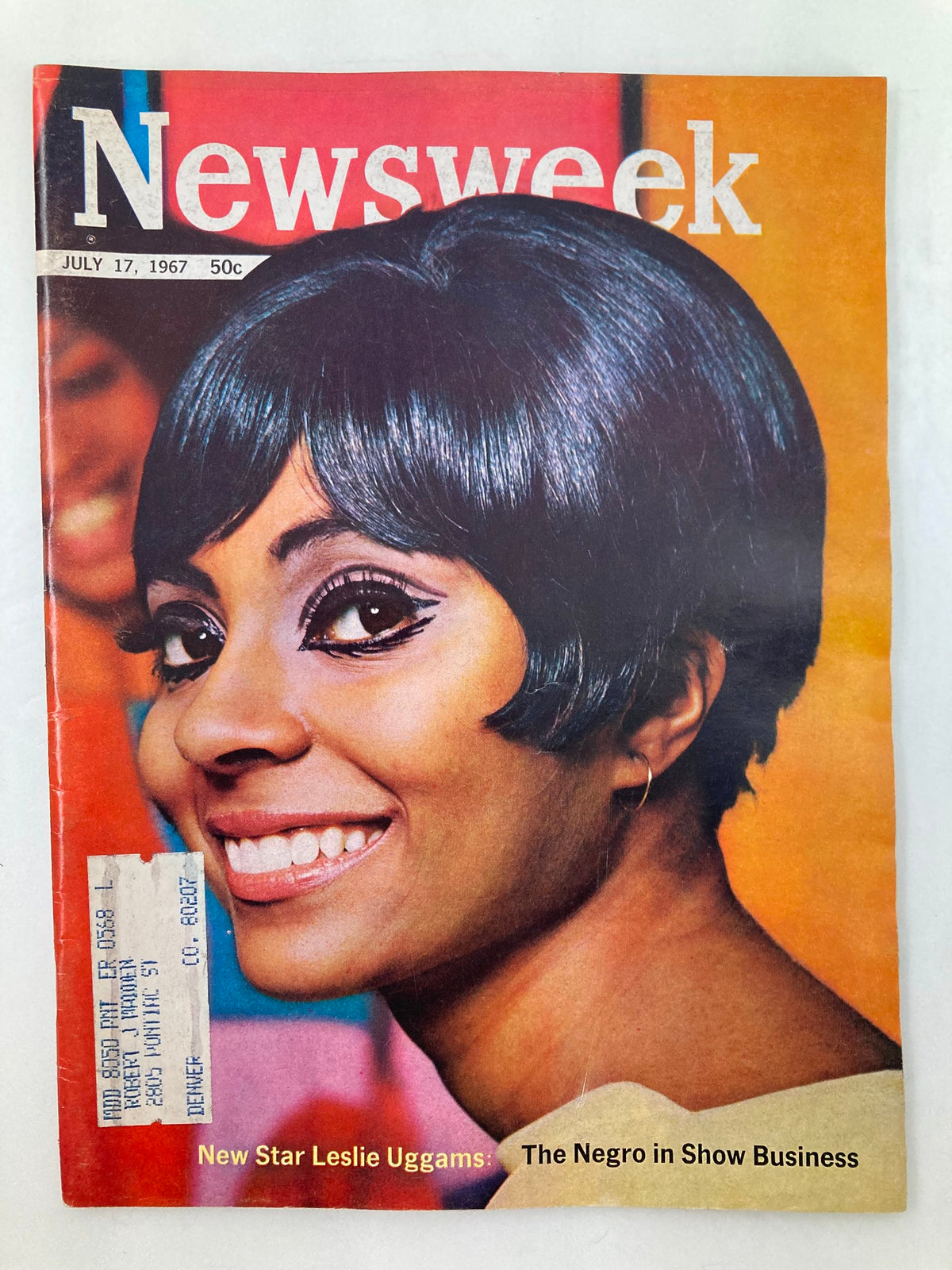 Cover of the VTG Newsweek Magazine from July 17, 1967, featuring Leslie Uggams and an article titled 'The Negro in Show Business.' The magazine highlights the contributions of African Americans in entertainment during the 1960s.