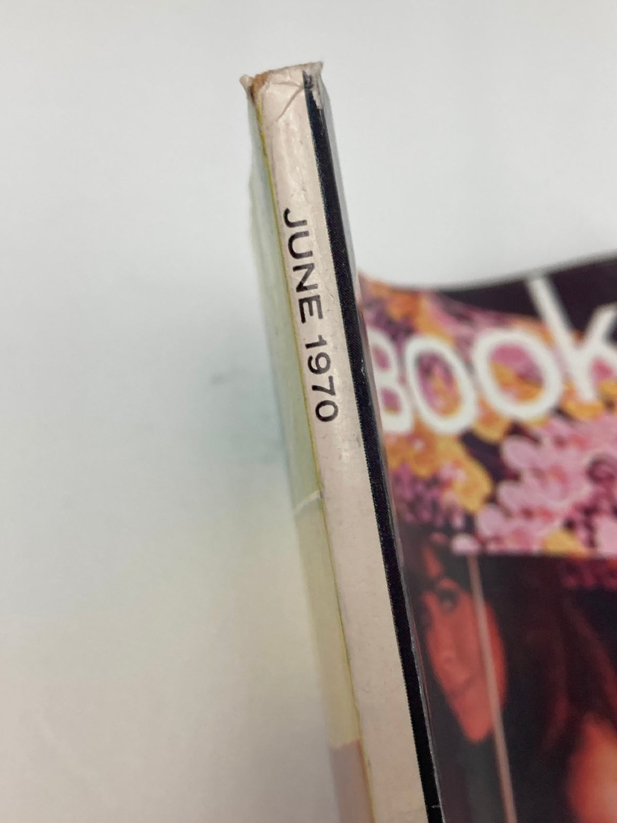 Side view of the June 1970 issue of Redbook Magazine, displaying the month and year printed clearly on the spine.