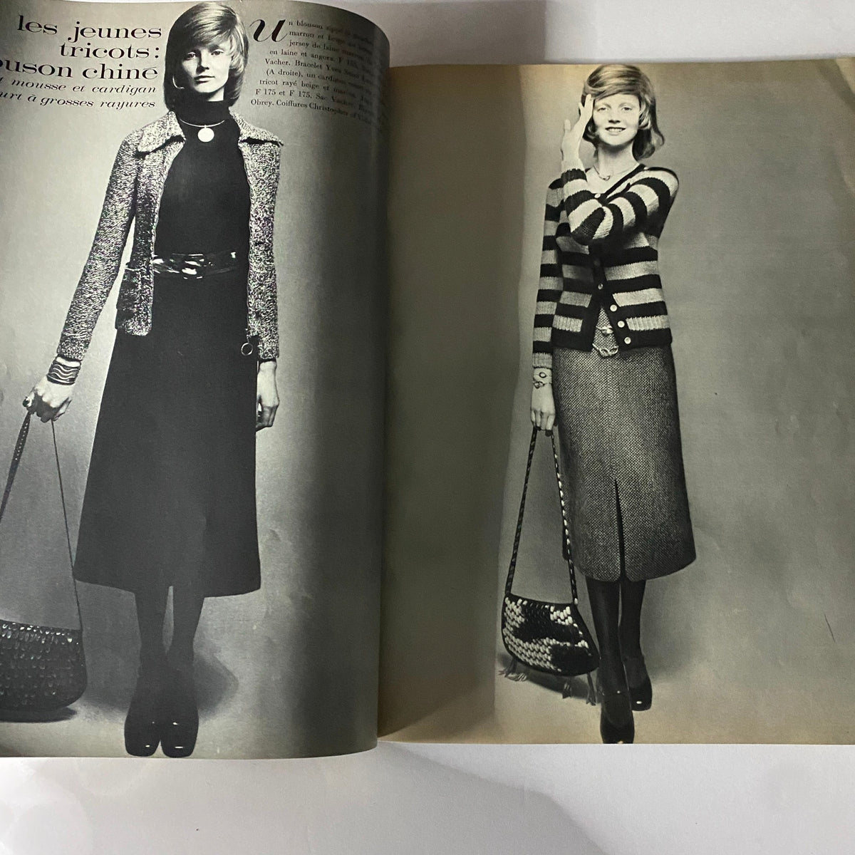 Fashion spread from Vogue Paris Magazine August 1970 showcasing vintage styles and outfits, exemplifying 1970s fashion with models in chic clothing.