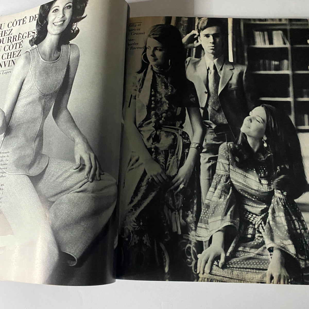 Fashion editorial spread from Vogue Paris Magazine May 1970, featuring models in chic 1970s attire, reflecting the era's style.