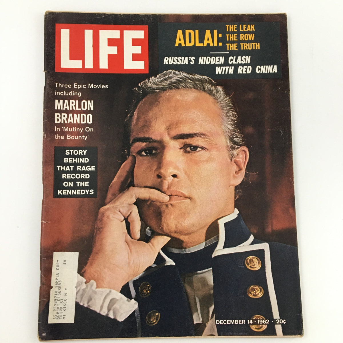 VTG Life Magazine December 14 1962 featuring Marlon Brando in 'Mutiny on the Bounty,' highlighting his iconic role with a detailed cover design that captures the essence of 1960s Hollywood.