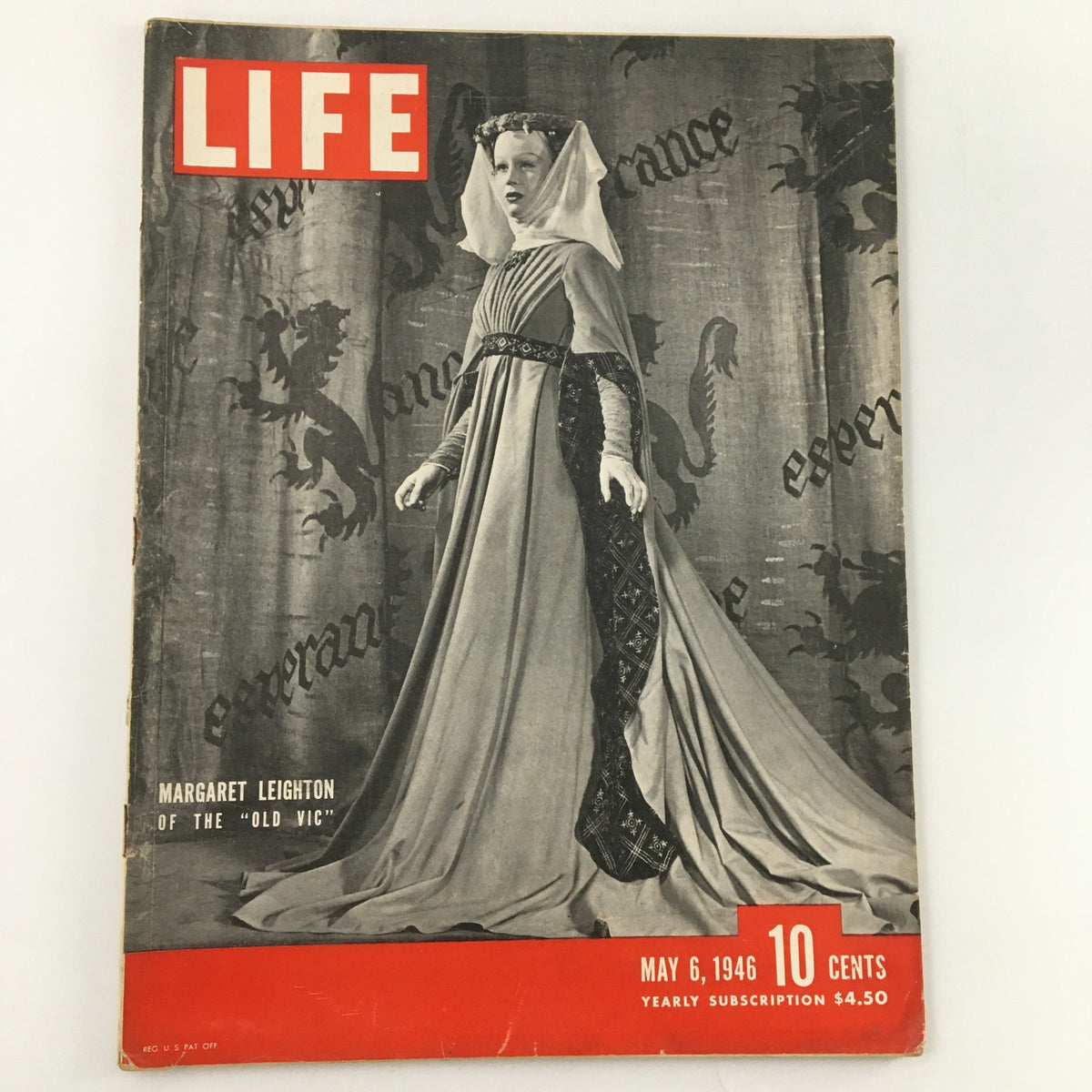 VTG Life Magazine May 6 1946 cover featuring Margaret Leighton of The 'Old Vic', showcasing a vintage theater theme.