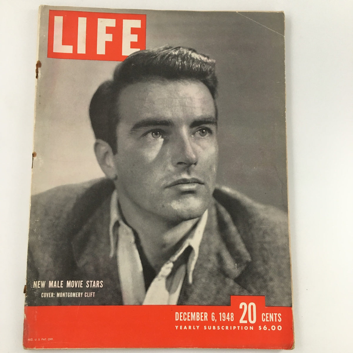 Cover of Life Magazine December 6, 1948 featuring Montgomery Clift as a new male movie star with the title prominently displayed.