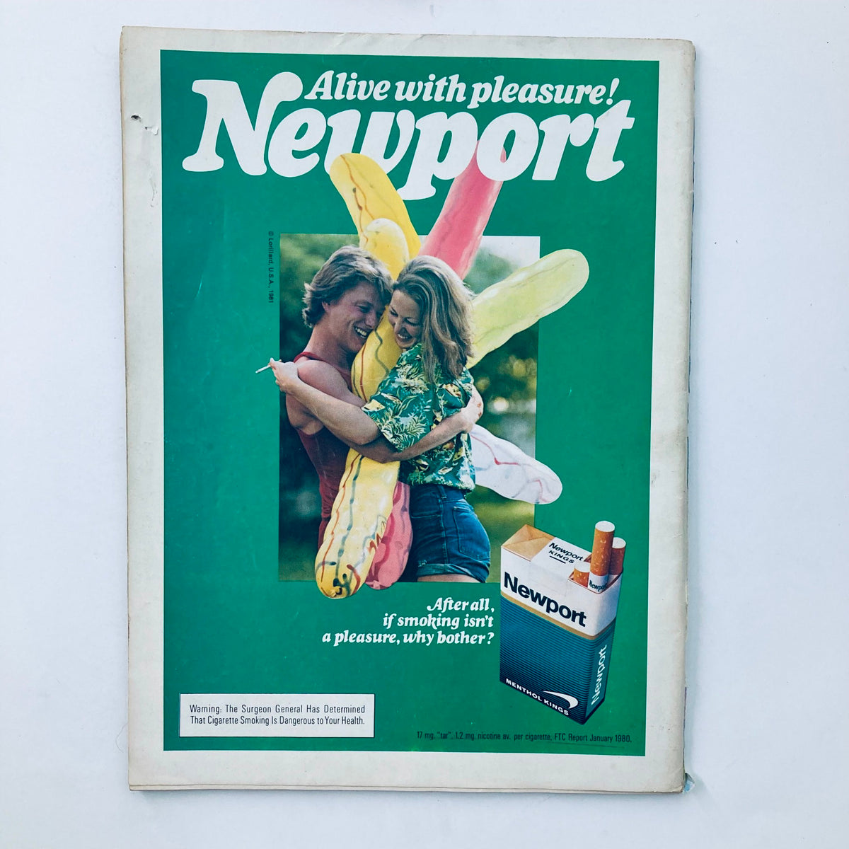 An advertisement page from Vtg National Lampoon Magazine August 1981 featuring a Newport cigarette ad with playful graphics.