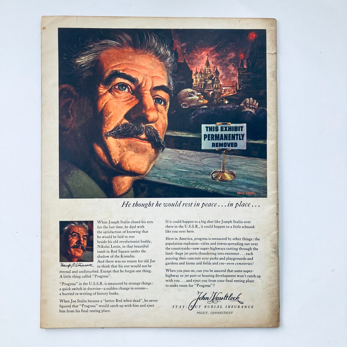 Mad Magazine June 1962 No. 71 featuring a satirical illustration about Joseph Stalin and unexpected consequences related to progress, showcasing unique cartooning style and humor.
