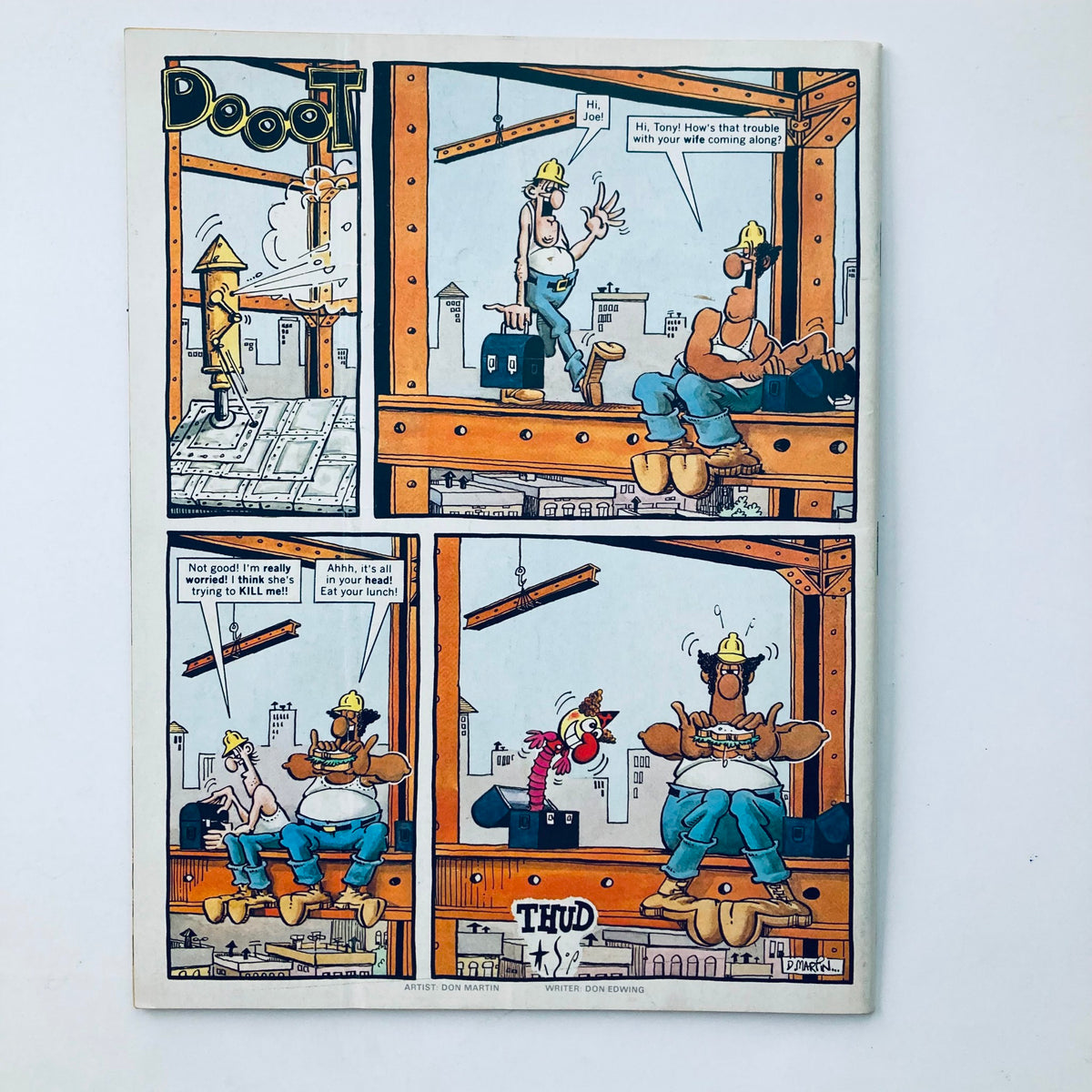 Comic strip page from Mad Magazine January 1984 No. 244, featuring humor typical of the magazine with characters in a construction setting.