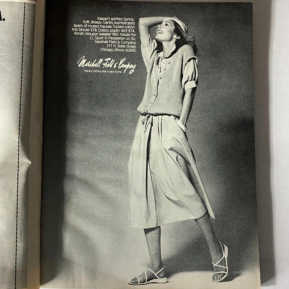 Fashion advertisement from Harper's Bazaar Magazine February 1978 featuring a soft spring outfit by Kasper.