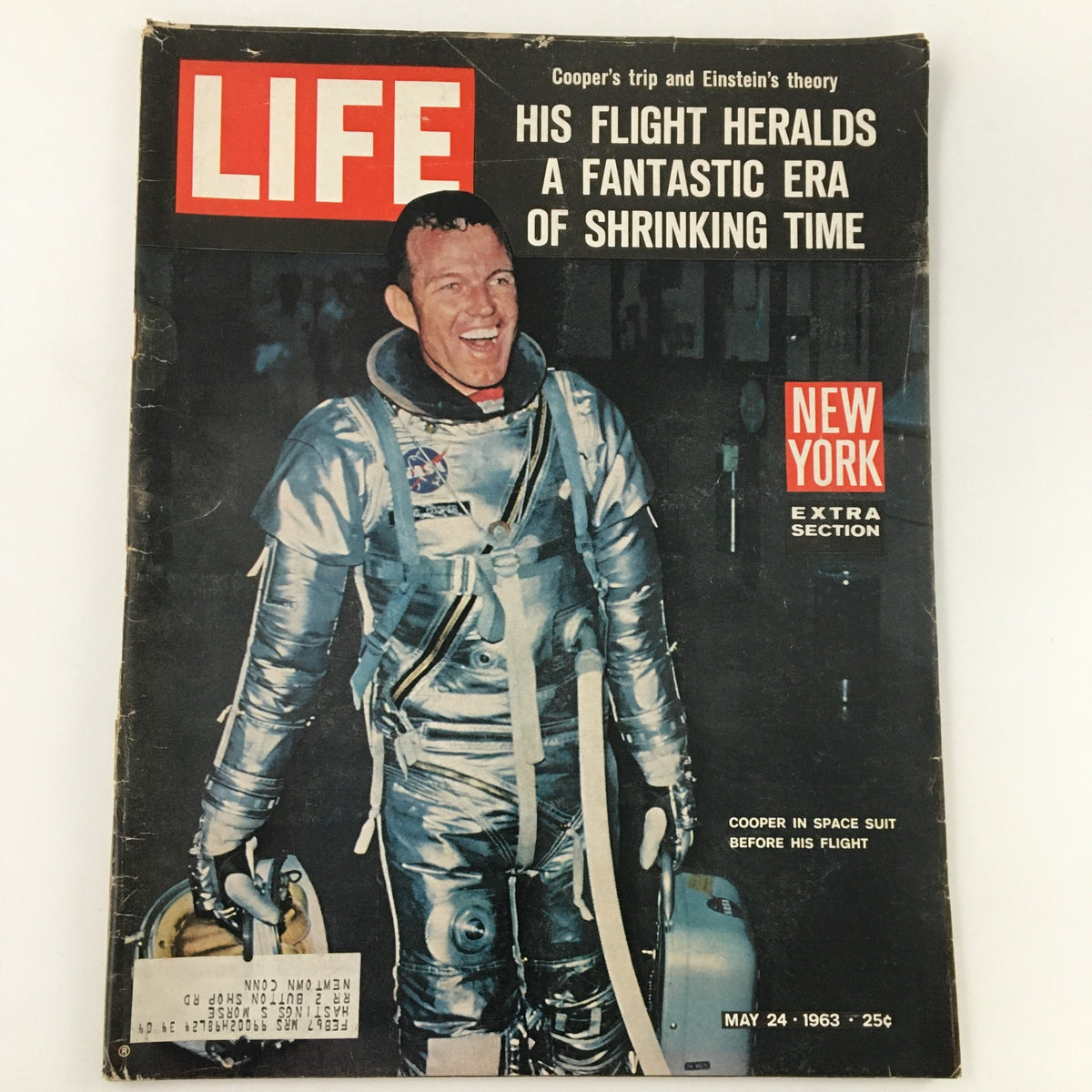 VTG Life Magazine May 24 1963 featuring Gordon Cooper in a space suit, celebrating his historic flight and discussing Einstein's theory.