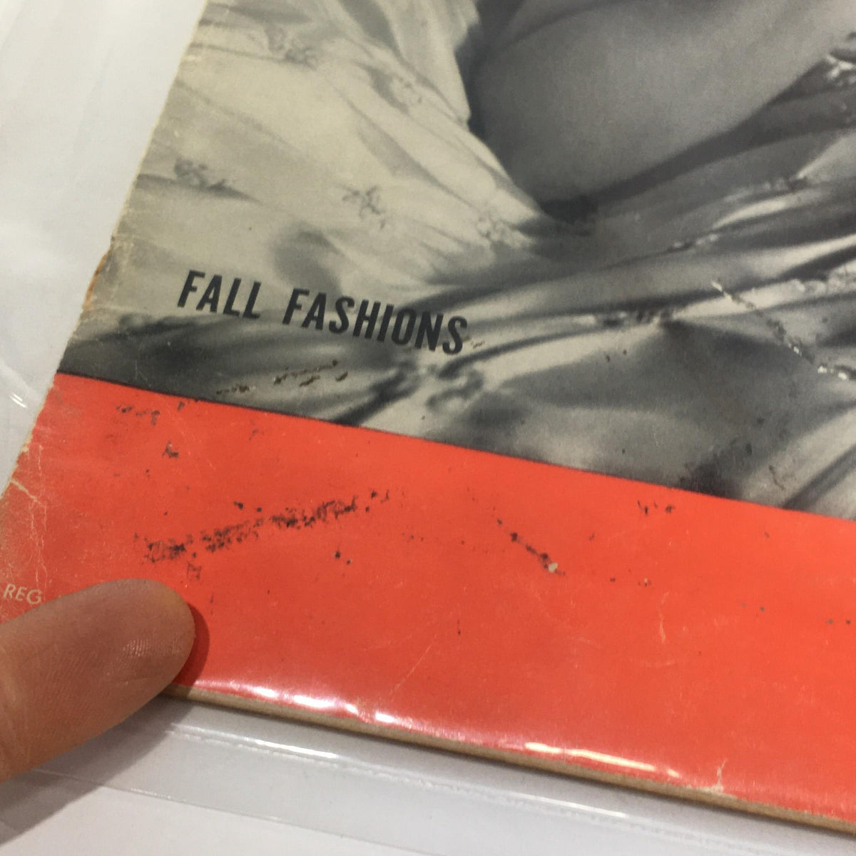 Close-up of the bottom edge of the Vintage Life Magazine: September 5, 1938 - Fall Fashions highlighting the publication's title and texture.