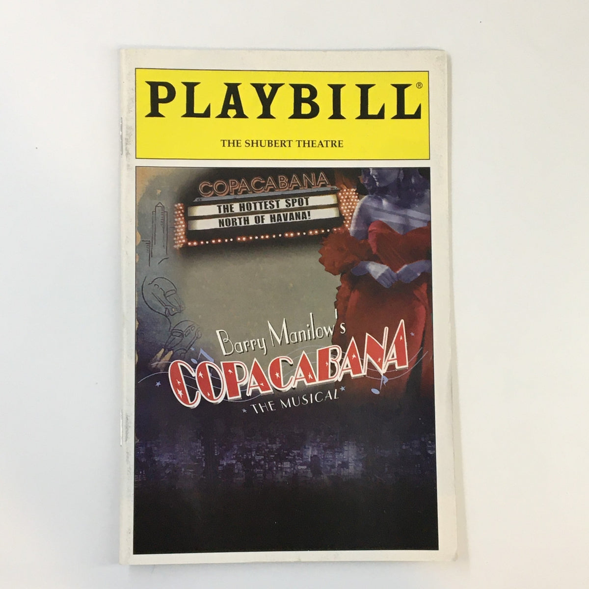 2000 Playbill from The Shubert Theatre featuring Barry Manilow's Copacabana The Musical, showcasing the front cover design and title.