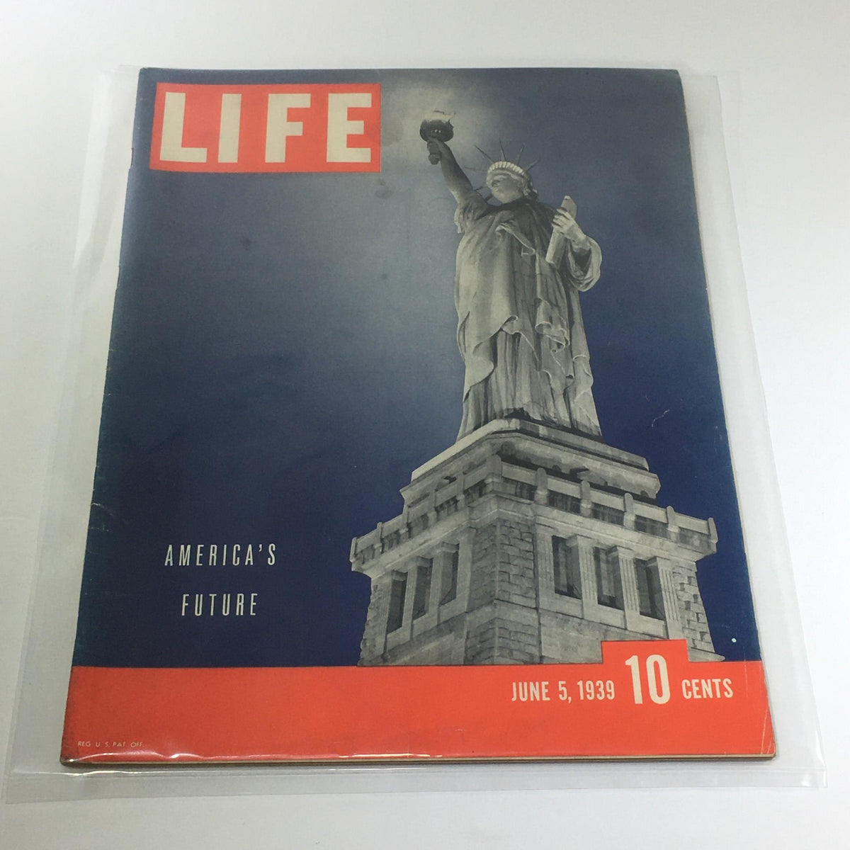 Vintage Life Magazine from June 5, 1939 titled 'America's Future', featuring the Statue of Liberty on its cover, showcasing historical significance just before World War II.
