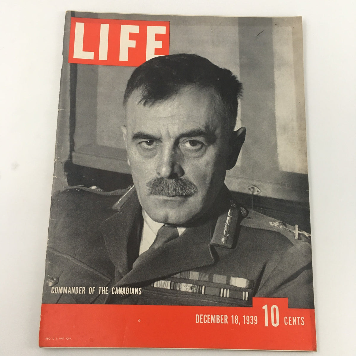 Cover of Life Magazine dated December 18, 1939 featuring the title 'Commander of the Canadians', showcasing a portrait of a military figure in uniform.