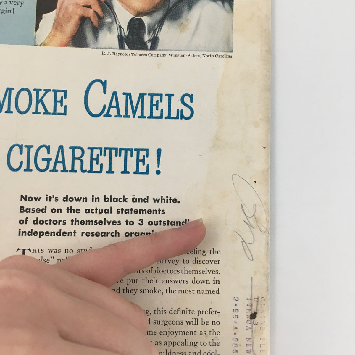 Back cover of VTG Life Magazine January 7 1946 showcasing an advertisement for Camel cigarettes.