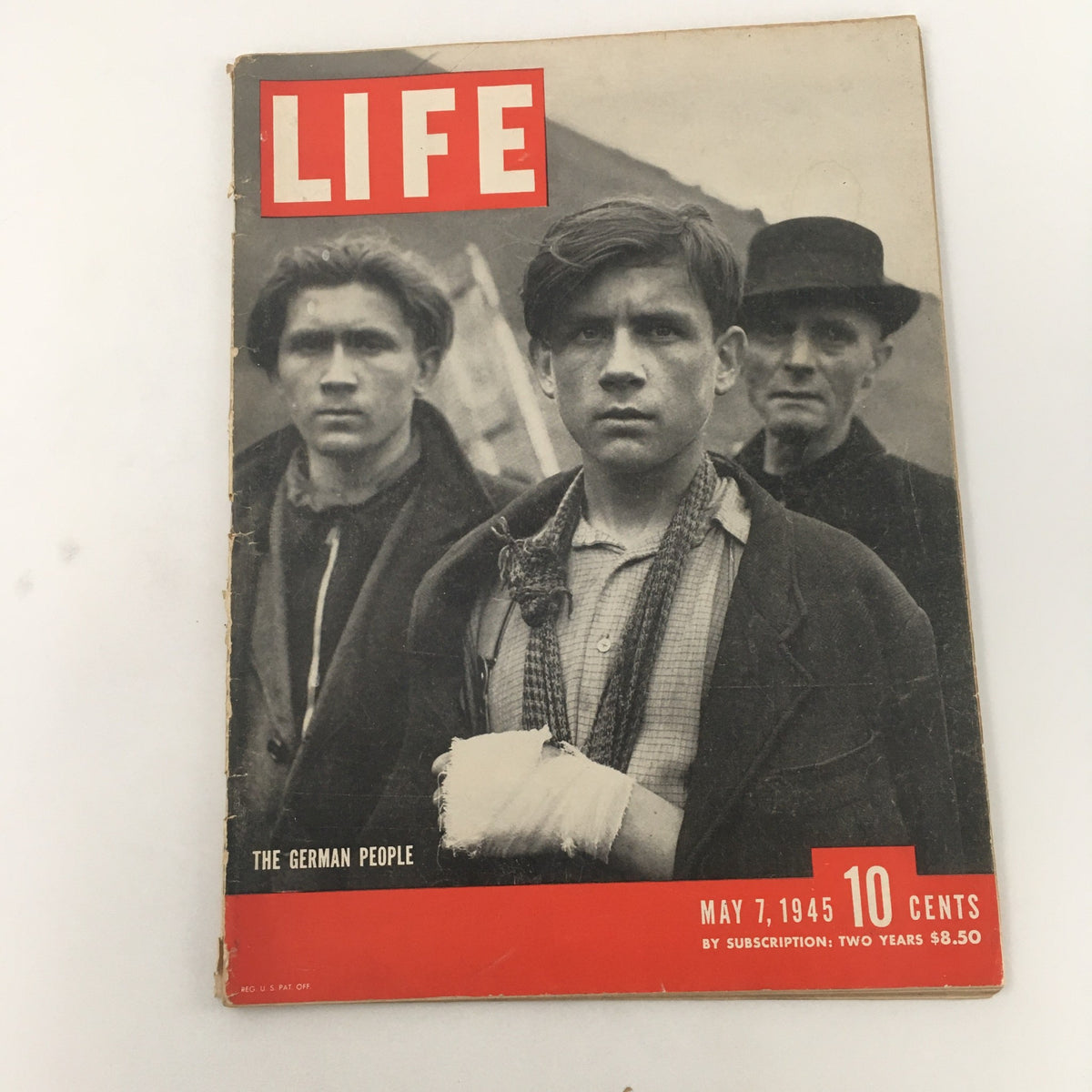 Cover of VTG Life Magazine dated May 7, 1945 featuring a striking photograph of German citizens, reflecting post-World War II life.