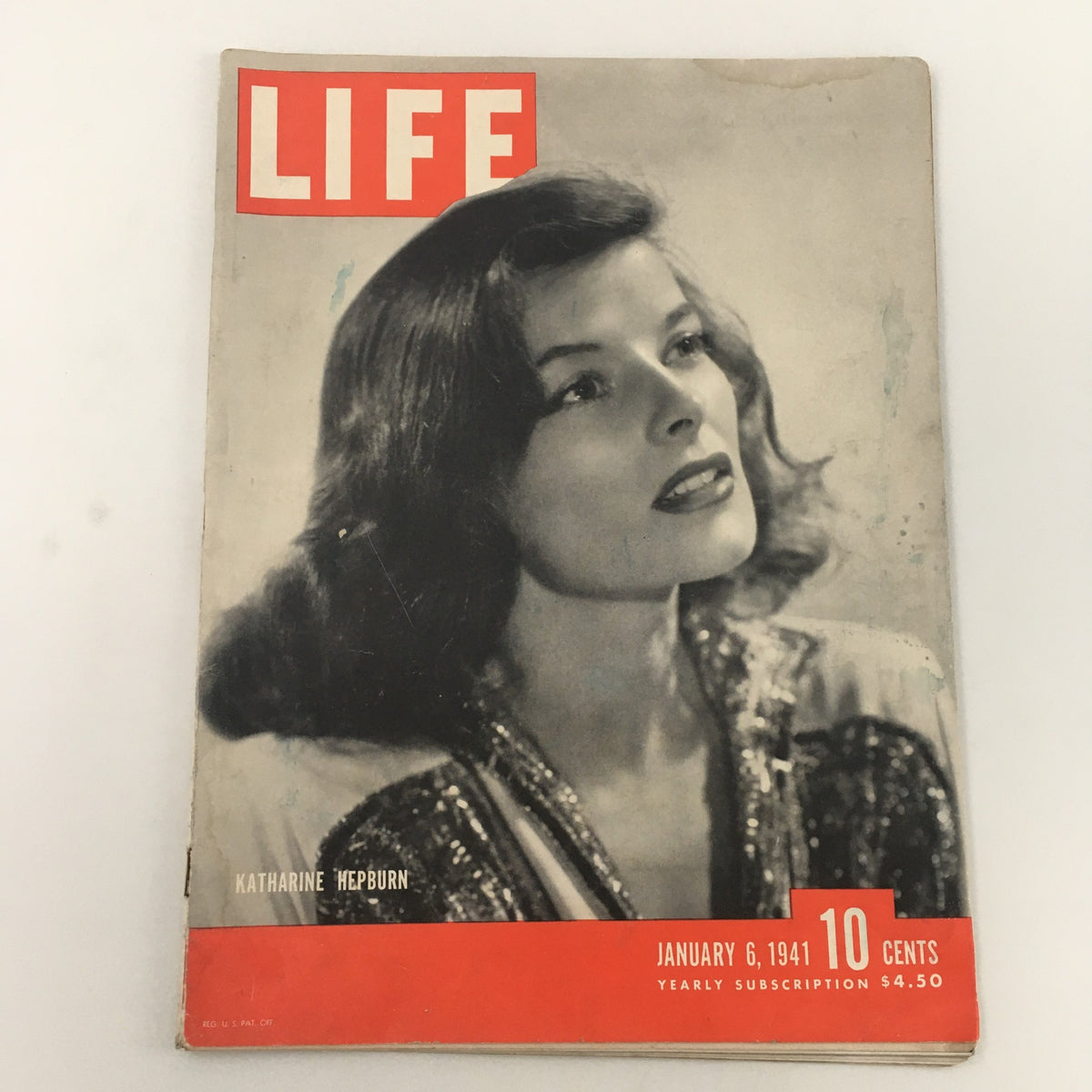 VTG Life Magazine January 6 1941 Cover featuring Katharine Hepburn with vintage photography and classic Hollywood style.