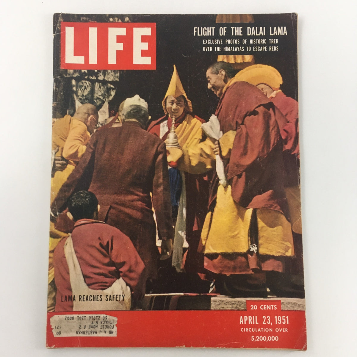 Life Magazine April 23, 1951 - Dalai Lama's Historic Flight to India, Good Condition, Protected Cover