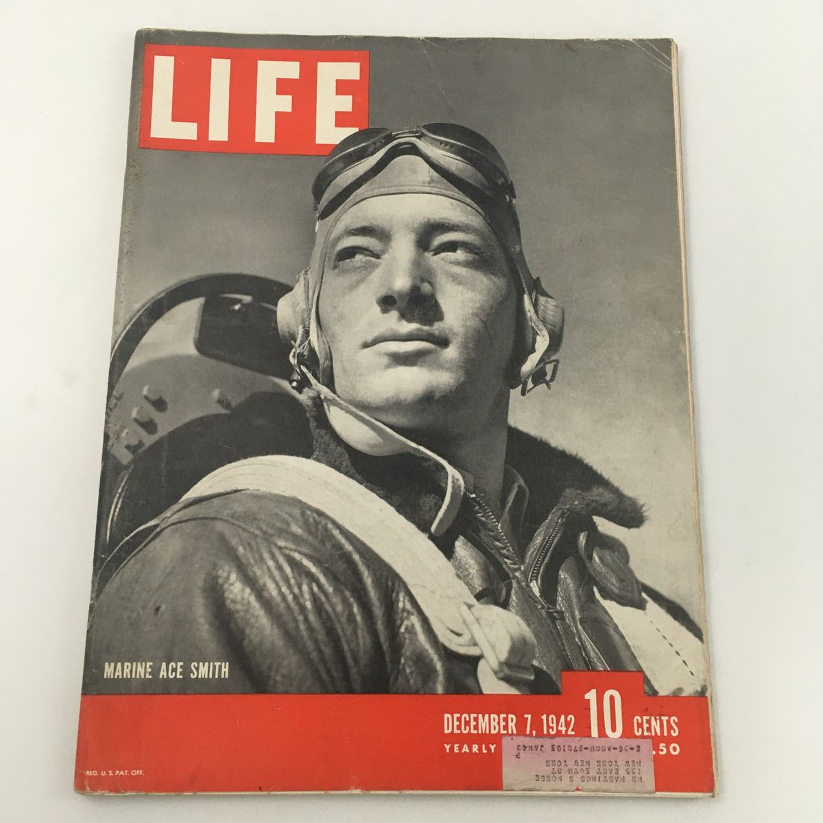 Cover of the VTG Life Magazine dated December 7, 1942, featuring Marine Commanding Officer John Lucian Smith, showcasing a vintage military theme with historical significance.