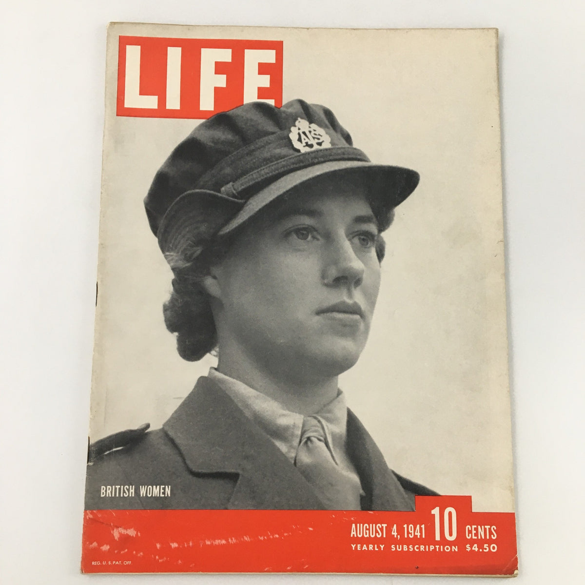Cover of Life Magazine dated August 4, 1941 highlighting British Women with a black and white portrait.