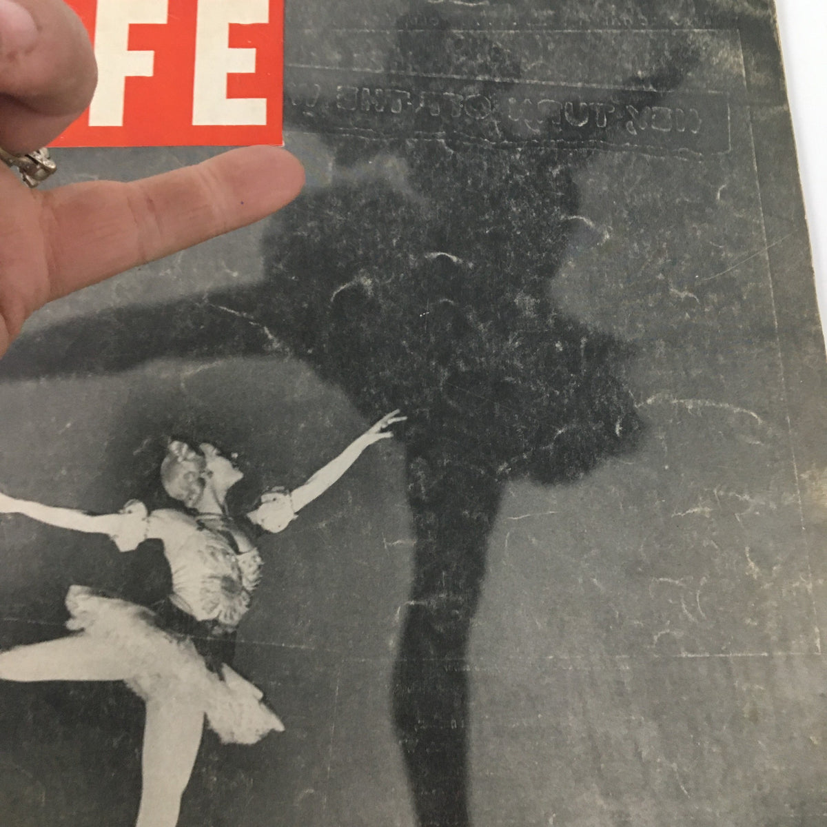 Close-up of the cover of VTG Life Magazine, March 20, 1944, showing a ballet dancer and the magazine title 'LIFE'.