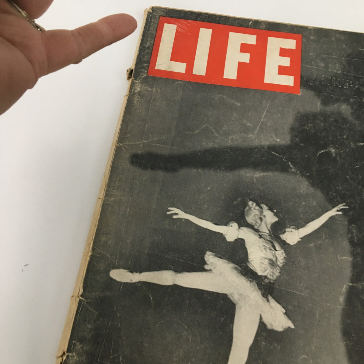 Detail of the cover of VTG Life Magazine, March 20, 1944, highlighting the ballet dancer and 'LIFE' logo.