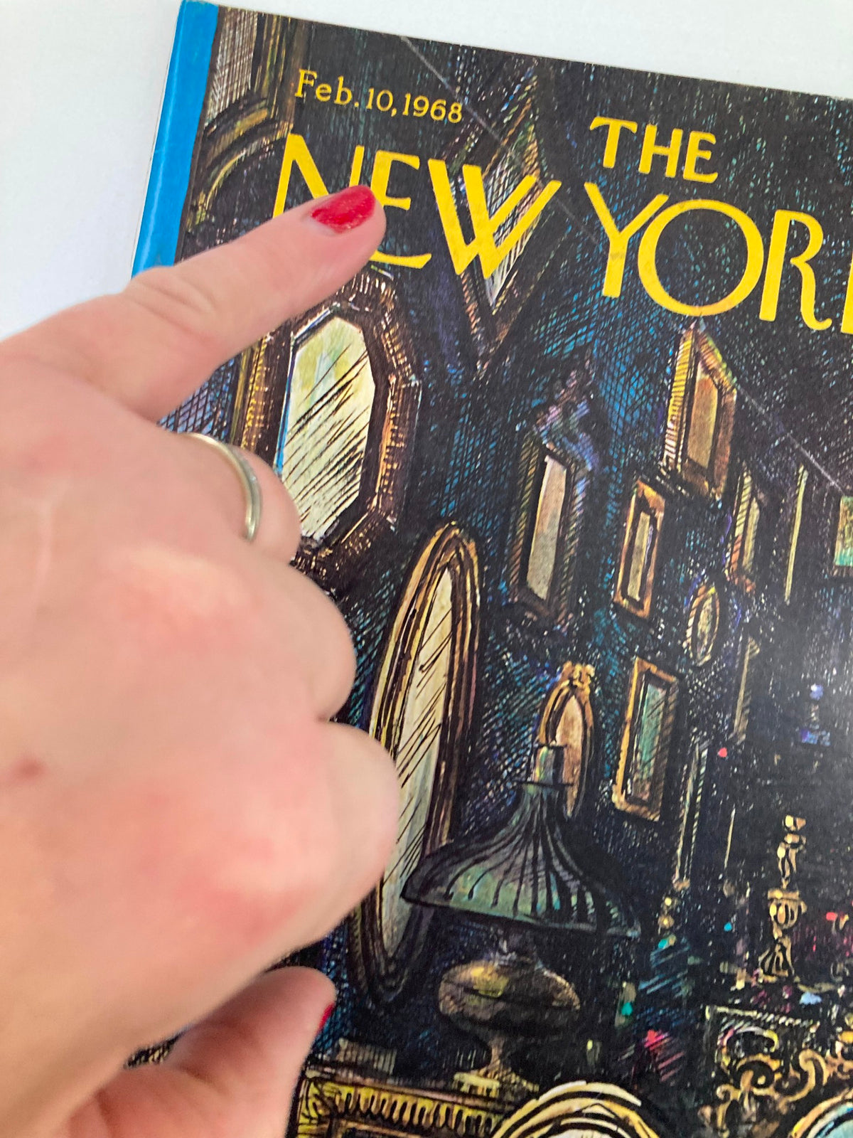 Cover of The New Yorker magazine from February 10, 1968 featuring the title and the artwork 'Room of Mirrors' by Arthur Getz.