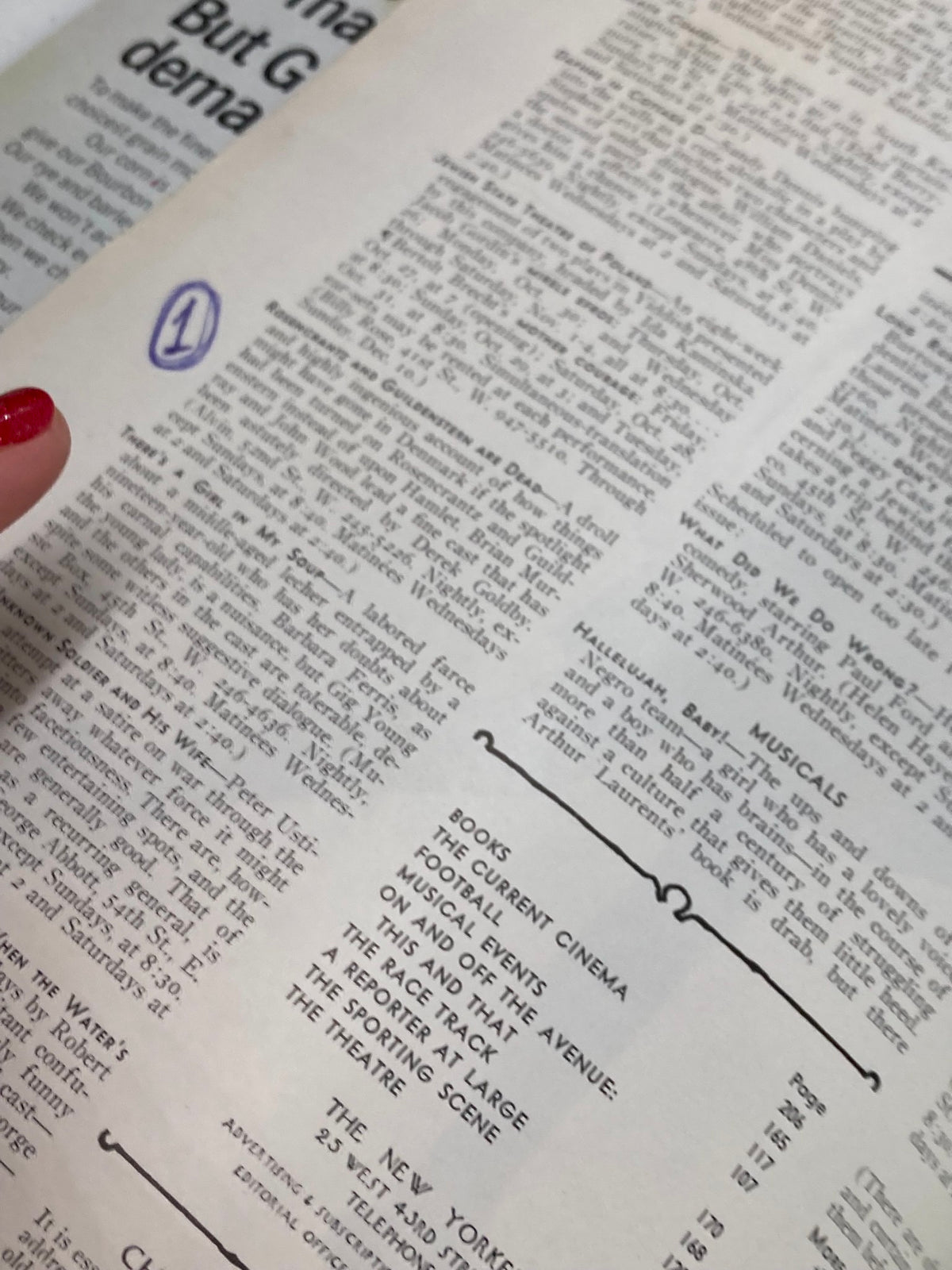 Detail of an article page from The New Yorker Full Magazine October 28 1967, with highlights of upcoming events and listings.