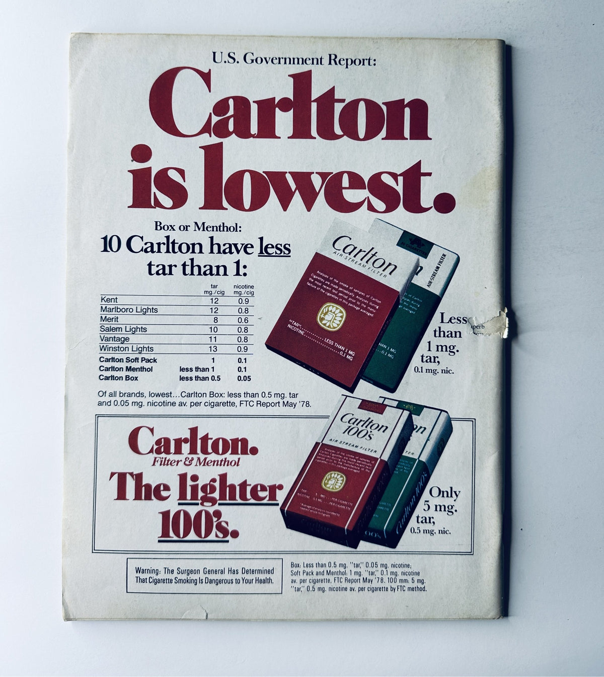 Back cover of Sports Illustrated Magazine, March 3, 1980, featuring an advertisement for Carlton cigarettes.