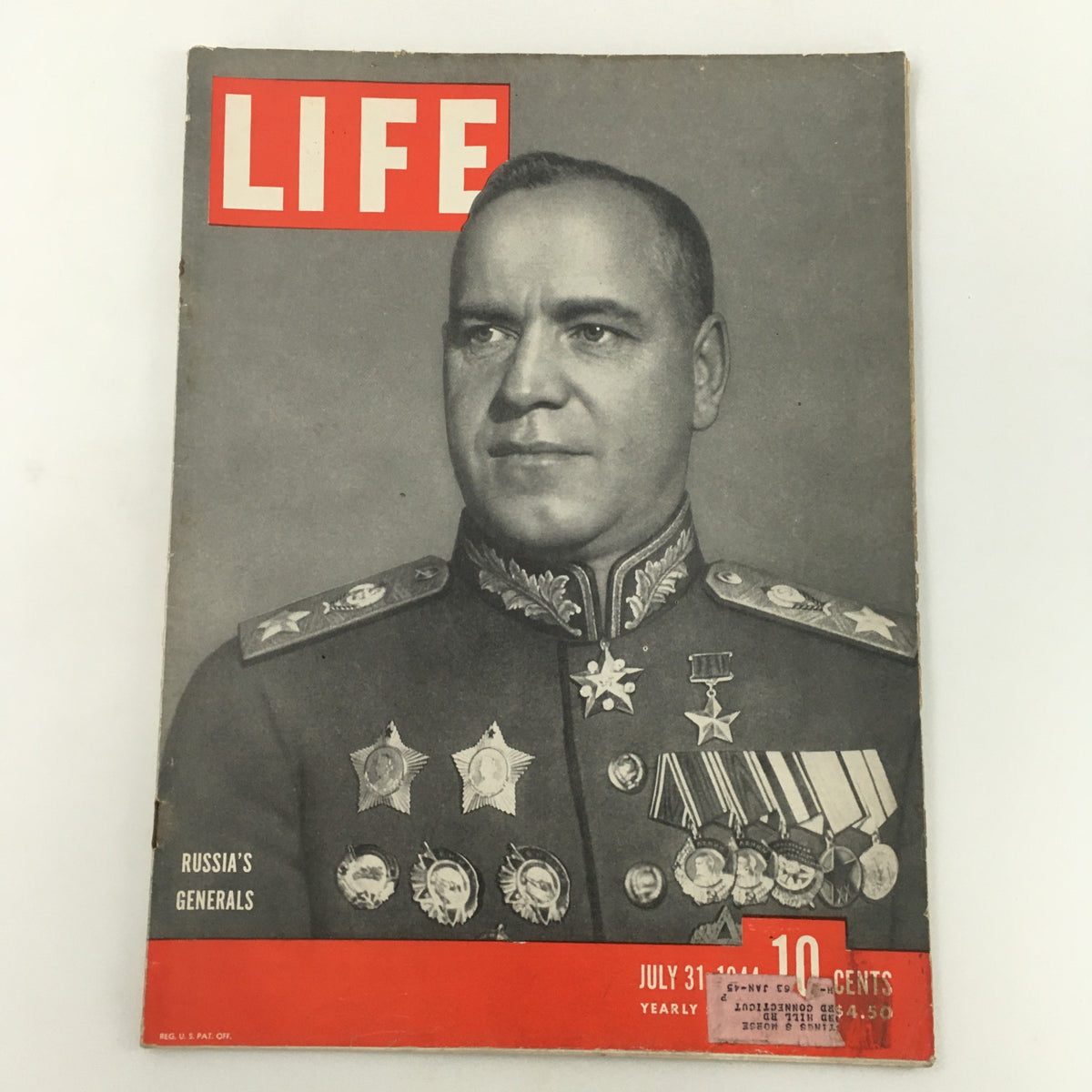 VTG Life Magazine July 31 1944 featuring General Georgy Zhukov of Russia, showcasing historic military imagery with a captivating cover and details of WWII.