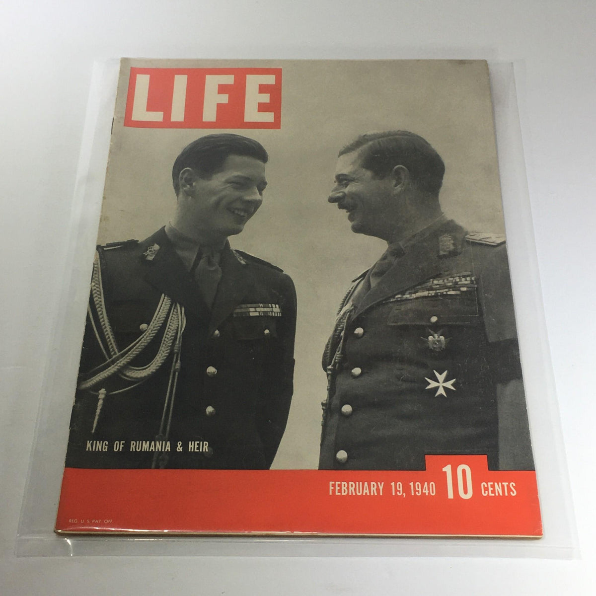 Vintage Life Magazine cover from February 19, 1940 featuring the King of Rumania and his heir, showcasing wartime fashion and historical context.