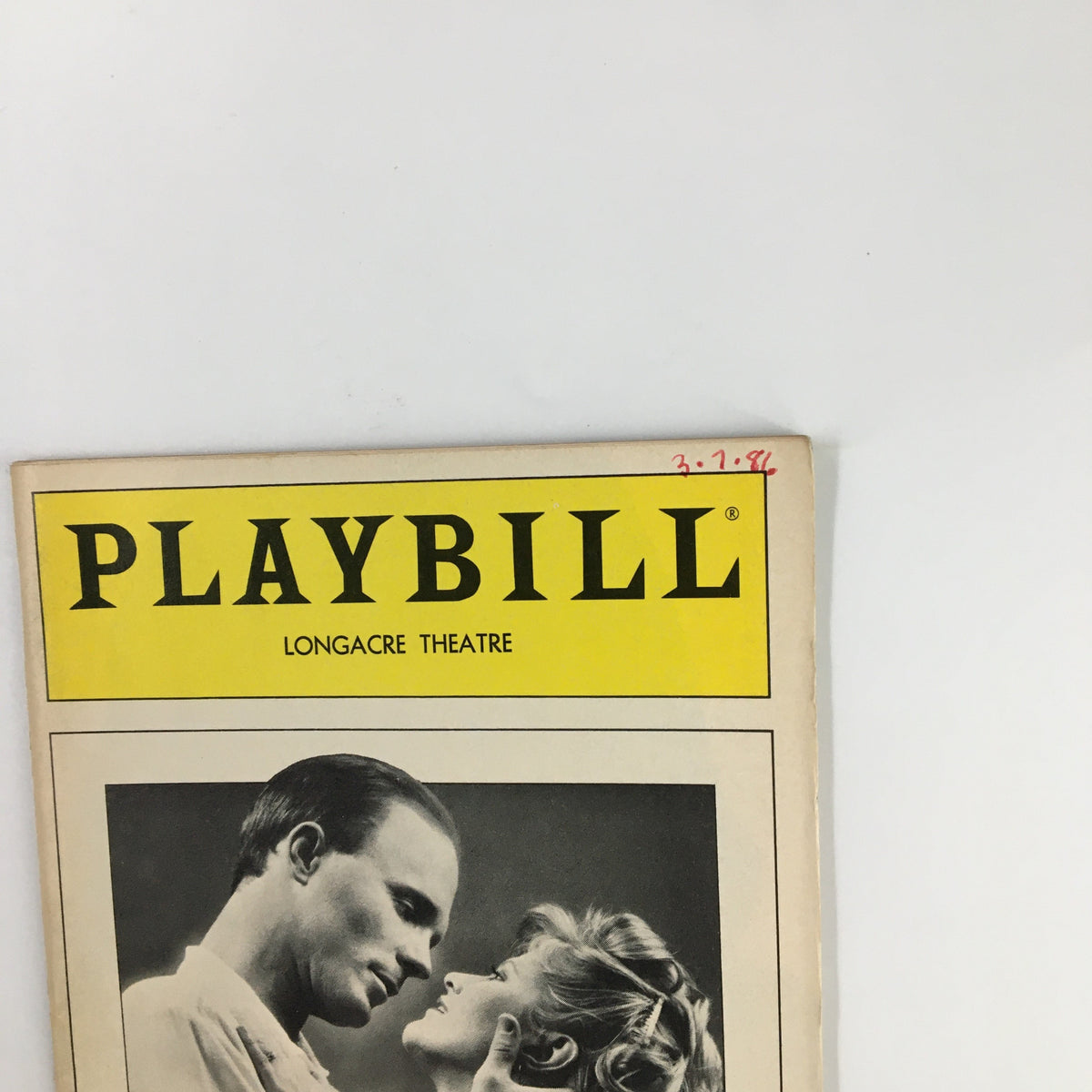 Close-up of the 1986 Playbill Longacre Theatre cover for 'Precious Sons' with Ed Harris and Judith Ivey, highlighting title and details.