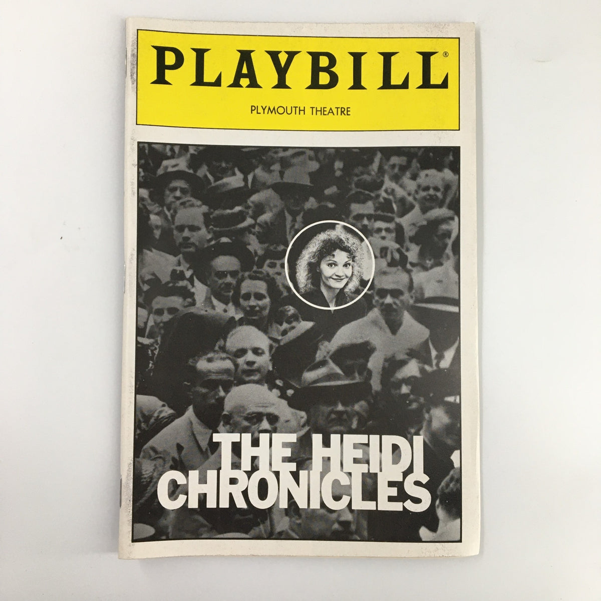 1989 Playbill from Plymouth Theatre featuring Joan Allen in The Heidi Chronicles, showcasing a crowd in black and white on the cover.