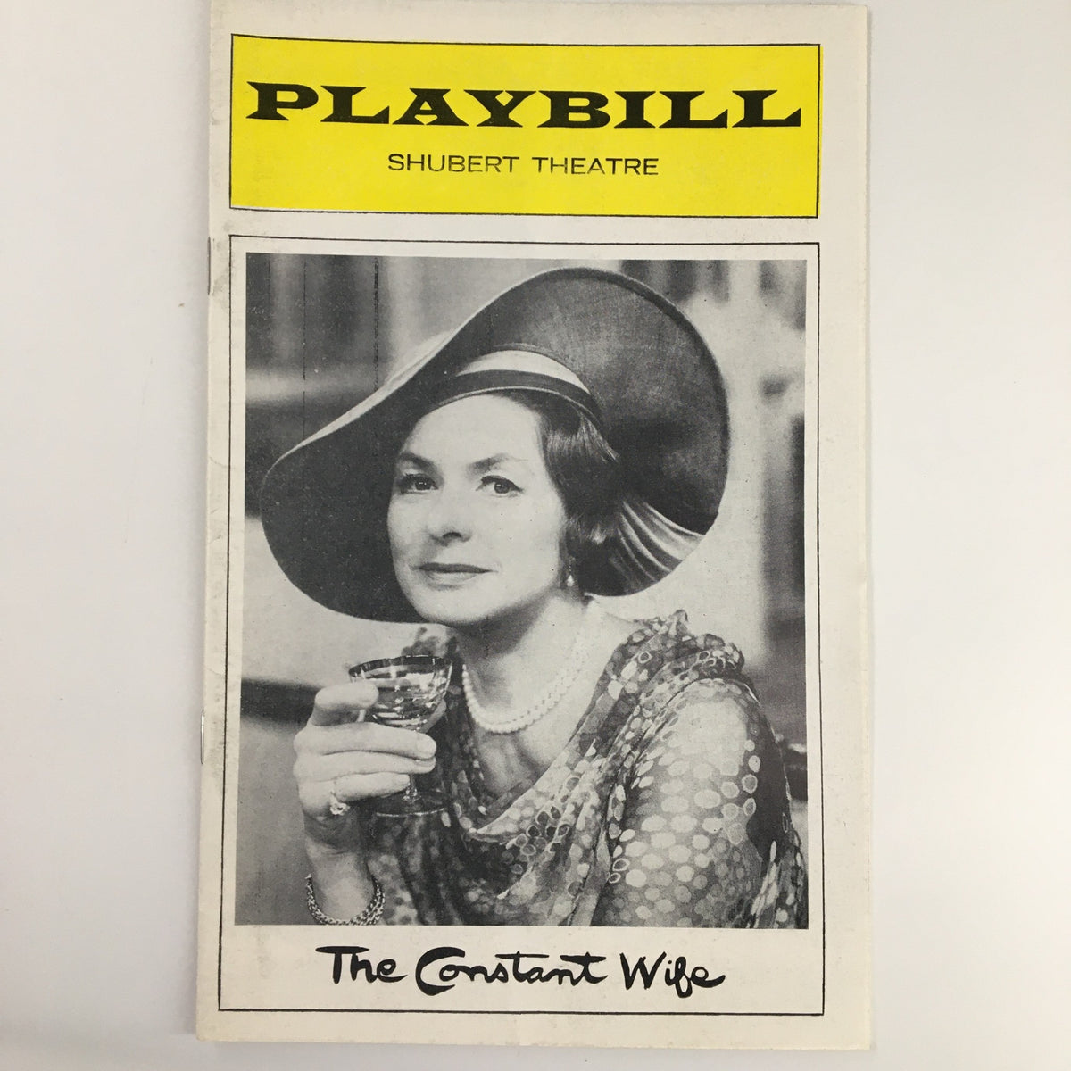 1975 Playbill for The Constant Wife, featuring actress Ingrid Bergman, held at Shubert Theatre, a collectible vintage item showcasing Broadway history.