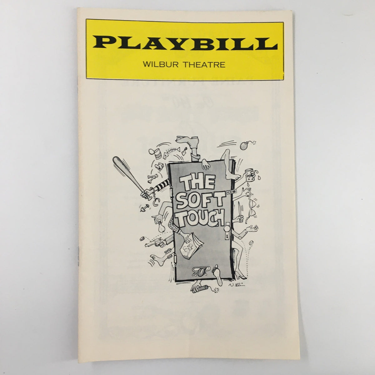 Authentic 1975 Playbill for The Wilbur Theatre featuring the play 'The Soft Touch' by Neil Cuthbert, showcasing a vintage cover design.