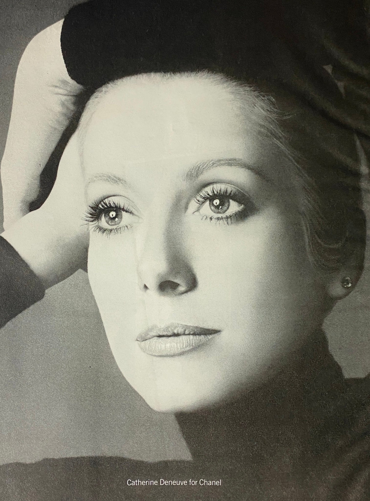 Esquire Magazine May 1973 featuring a black and white portrait of a model showcasing a classic Chanel look.