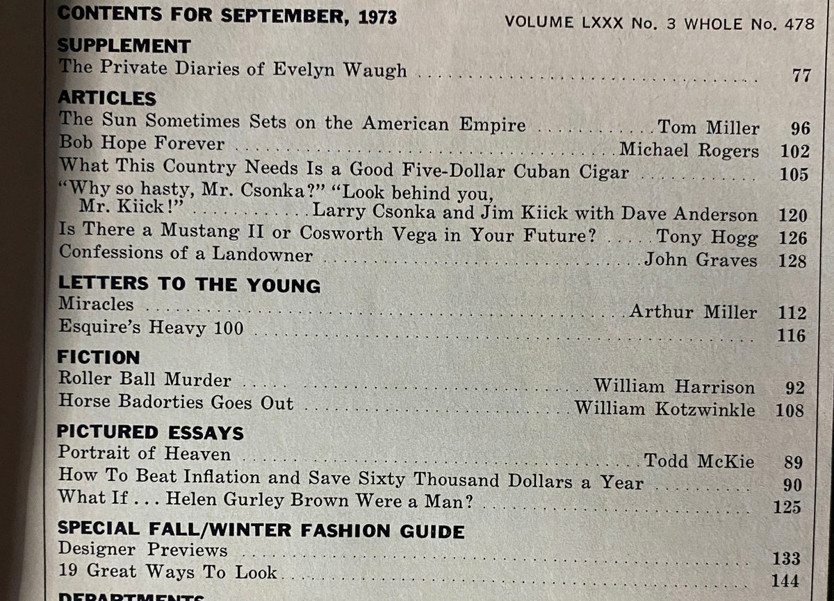Esquire Magazine September 1973 Mr. Kiick and Mr. Csonka
