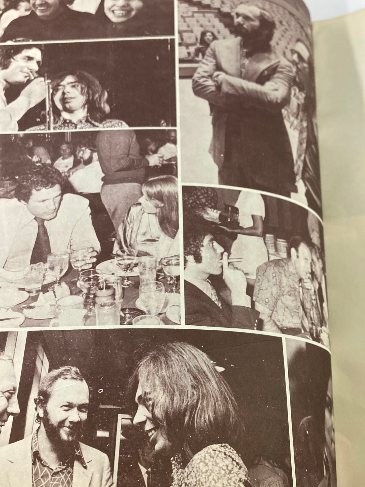 Collage of photographs from the 1970 Jesus Christ Superstar Souvenir Program, featuring various attendees enjoying the event.