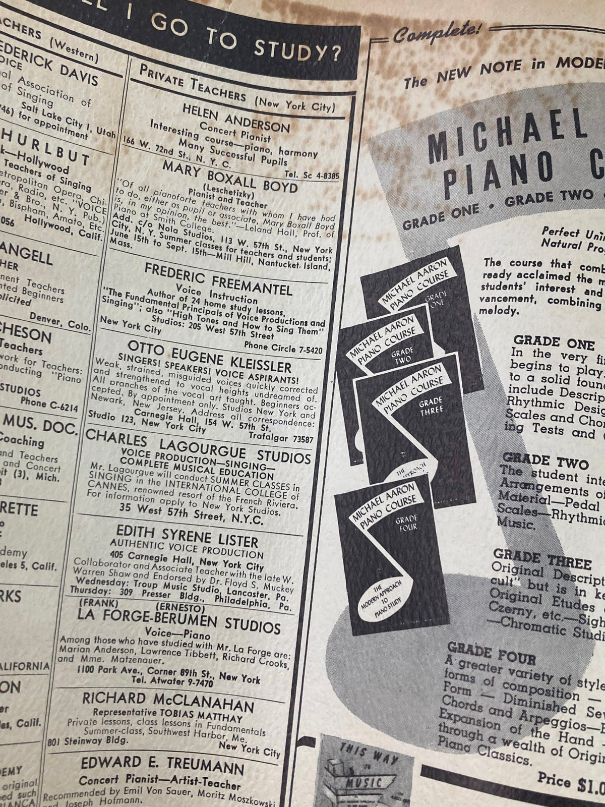 Vintage Etude The Music Magazine September 1946 Vol 64 #9 Prelude in D Major