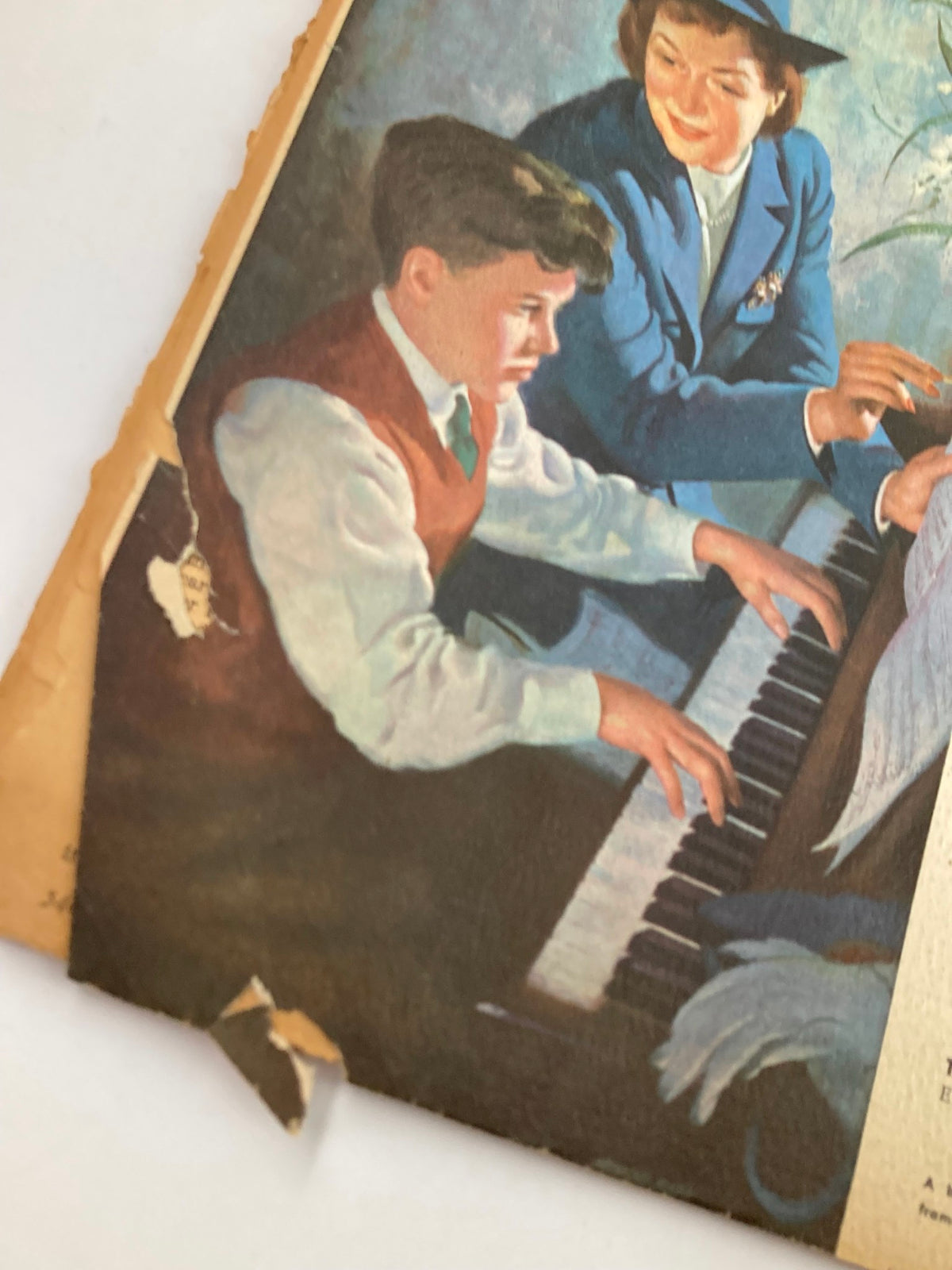 Cover illustration of VTG Etude The Music Magazine September 1946 Vol 64 #9 Prelude in D Major, depicting a young boy playing piano with a woman observing, showcasing the vintage charm of classical music.