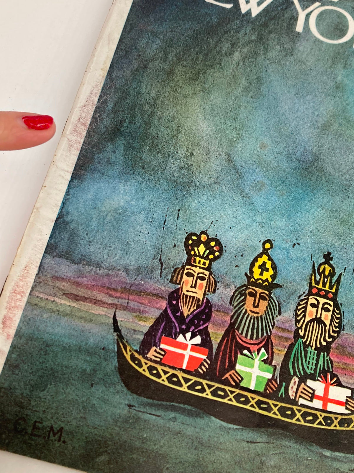 Cover of The New Yorker Full Magazine December 21 1968 featuring the illustration titled 'Three Kings' by C.E.M., depicting three kings in a boat, each holding gifts.